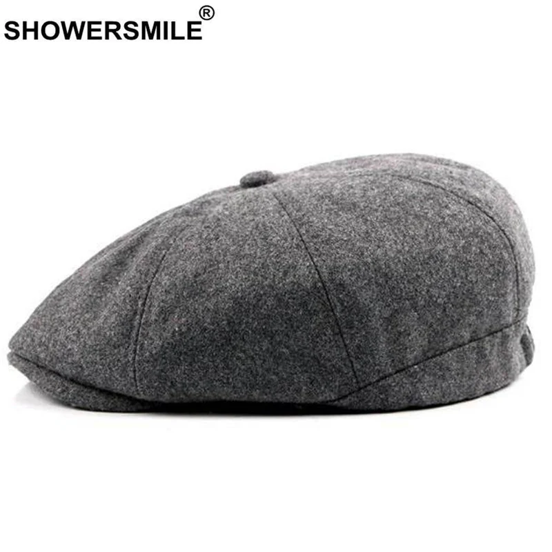 Zeitungsjunge Kappen Männer Marine Wolle Achteckige Kappe Männlich Lässig Vintage Flache Mütze Zeitungsjunge Warmer Herbst Winter
