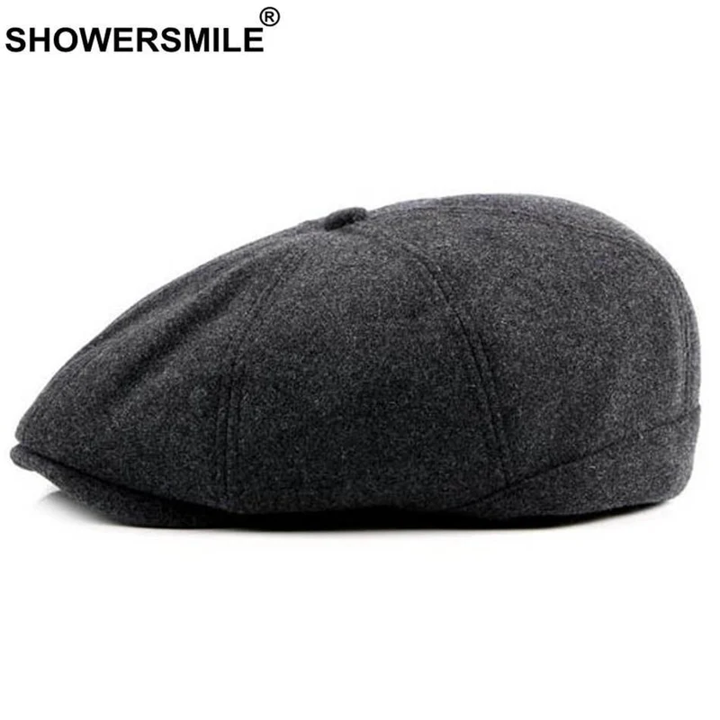 Zeitungsjunge Kappen Männer Marine Wolle Achteckige Kappe Männlich Lässig Vintage Flache Mütze Zeitungsjunge Warmer Herbst Winter