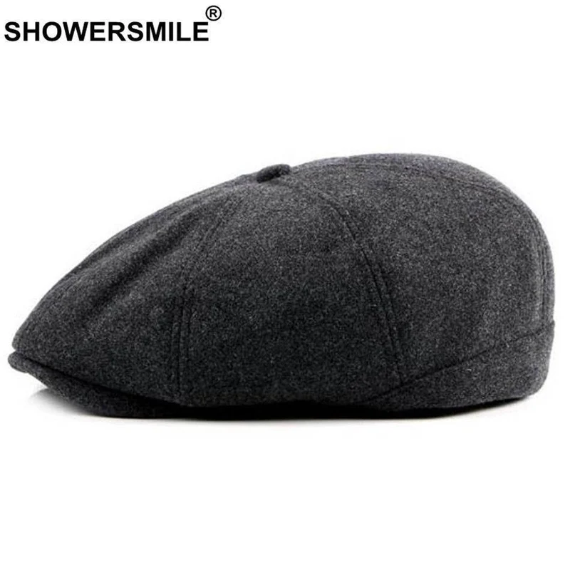 Zeitungsjunge Kappen Männer Marine Wolle Achteckige Kappe Männlich Lässig Vintage Flache Mütze Zeitungsjunge Warmer Herbst Winter