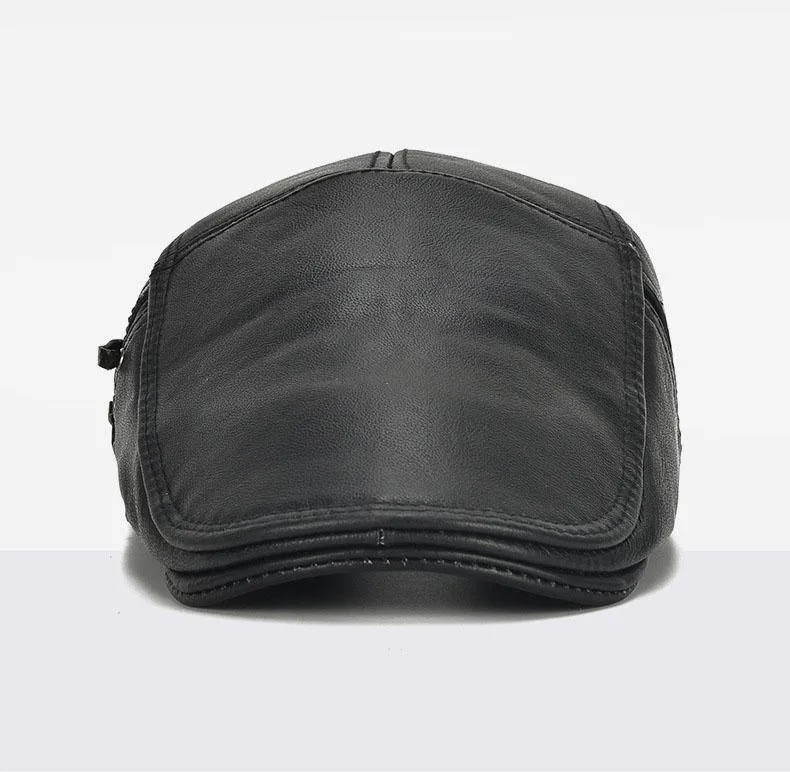 Marke Qualität Newsboy Hut Rindsleder Echtes Leder Patchwork Solide Ivy Baskenmütze Für Männer