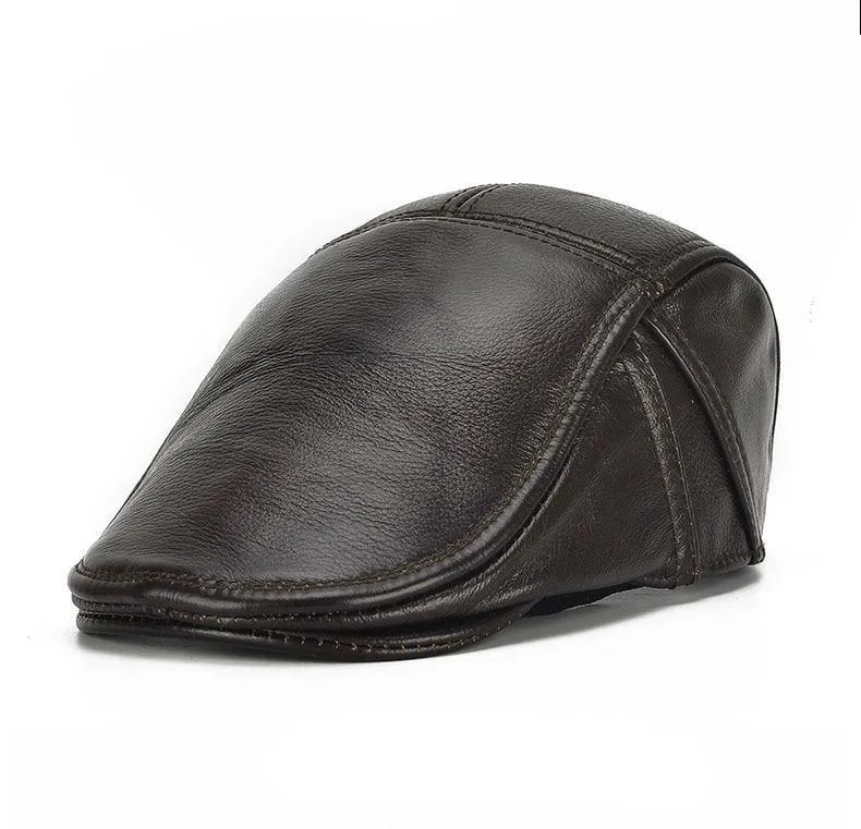 Marke Qualität Newsboy Hut Rindsleder Echtes Leder Patchwork Solide Ivy Baskenmütze Für Männer