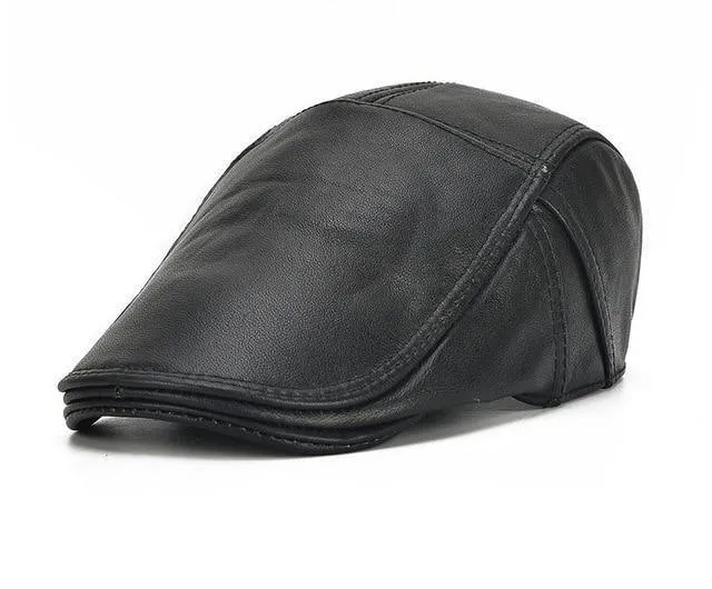 Marke Qualität Newsboy Hut Rindsleder Echtes Leder Patchwork Solide Ivy Baskenmütze Für Männer