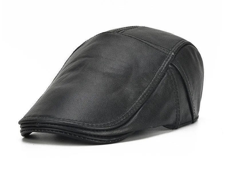 Marke Qualität Newsboy Hut Rindsleder Echtes Leder Patchwork Solide Ivy Baskenmütze Für Männer