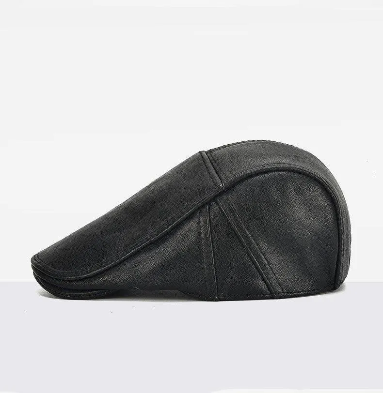 Marke Qualität Newsboy Hut Rindsleder Echtes Leder Patchwork Solide Ivy Baskenmütze Für Männer
