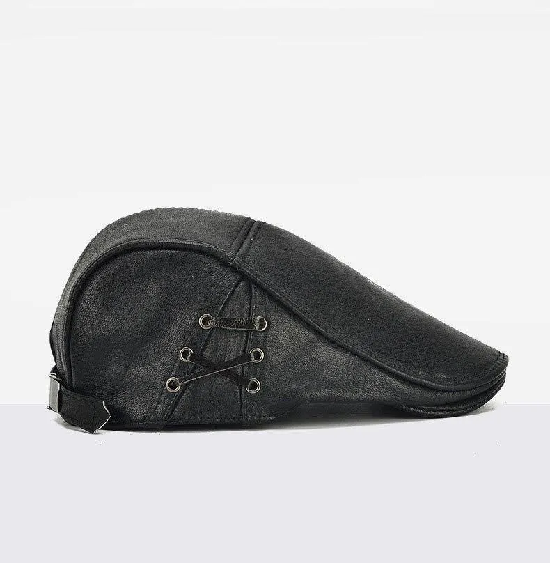 Marke Qualität Newsboy Hut Rindsleder Echtes Leder Patchwork Solide Ivy Baskenmütze Für Männer