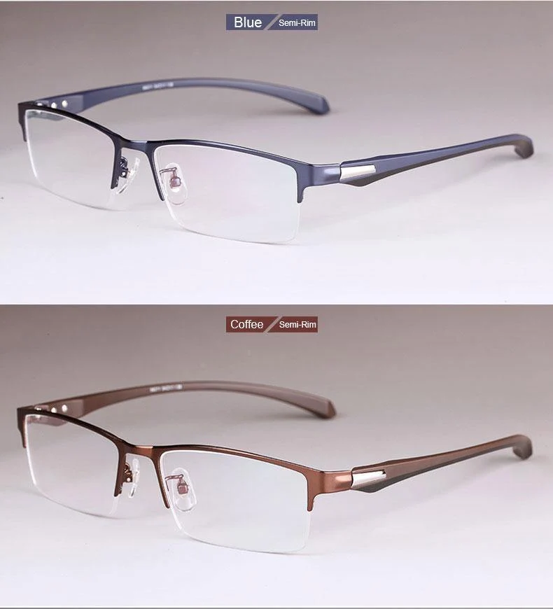 Brillengestell für Herren Eyewear Flexible Tempel Beine IP Galvanik Legierungsmaterial, Vollrand und Halbrand