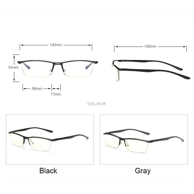Brillen Optische Brillengestell für Herren Brillen Verschreibungspflichtige halbrandlose Brillen Halbrand
