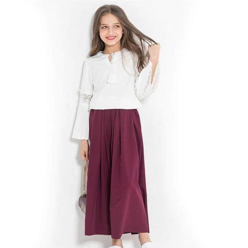 Kleidungsset für Teenager-Mädchen, Langarmshirt, Oberteil, weite Hose, zweiteilige Kleidungssets, 2018 Frühling/Herbst, neue Anzüge für große Mädchen
