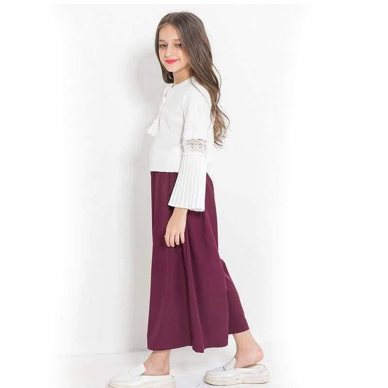 Kleidungsset für Teenager-Mädchen, Langarmshirt, Oberteil, weite Hose, zweiteilige Kleidungssets, 2018 Frühling/Herbst, neue Anzüge für große Mädchen
