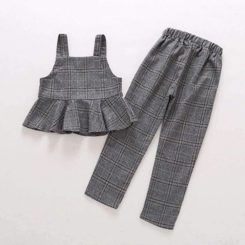 Teenager-Mädchen-Kleidungsset, Kinder-Trainingsanzug für Mädchen, Sportanzug, Schuluniform, karierte Mädchenkleidung, Frühling, 3-teilige Kinderkleidung