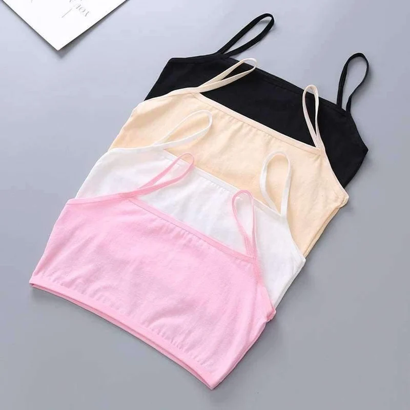 4pcs / Lot jugendlich Mädchen-Trägershirt-Jugendkind-weiche Baumwollunterwäsche-Trainings-BH-Kleidung 10 12 14 16