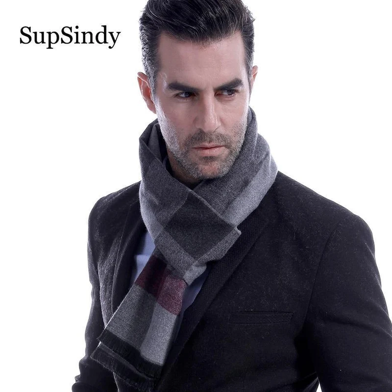 Winterschal für Herren, Vintage, weich, schwarz, gestreift, Luxusschal, warmer Schal, Kaschmirimitat