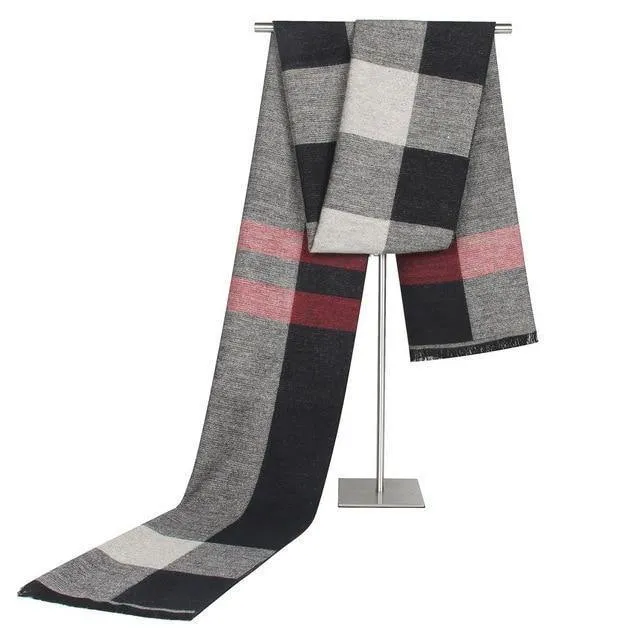 Winterschal für Herren, Vintage, weich, schwarz, gestreift, Luxusschal, warmer Schal, Kaschmirimitat