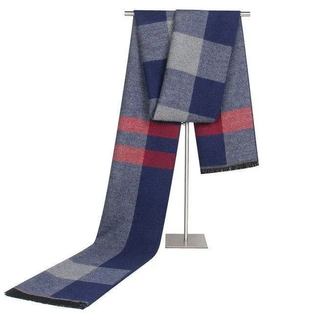 Winterschal für Herren, Vintage, weich, schwarz, gestreift, Luxusschal, warmer Schal, Kaschmirimitat