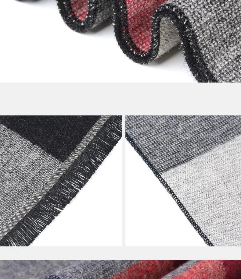 Winterschal für Herren, Vintage, weich, schwarz, gestreift, Luxusschal, warmer Schal, Kaschmirimitat