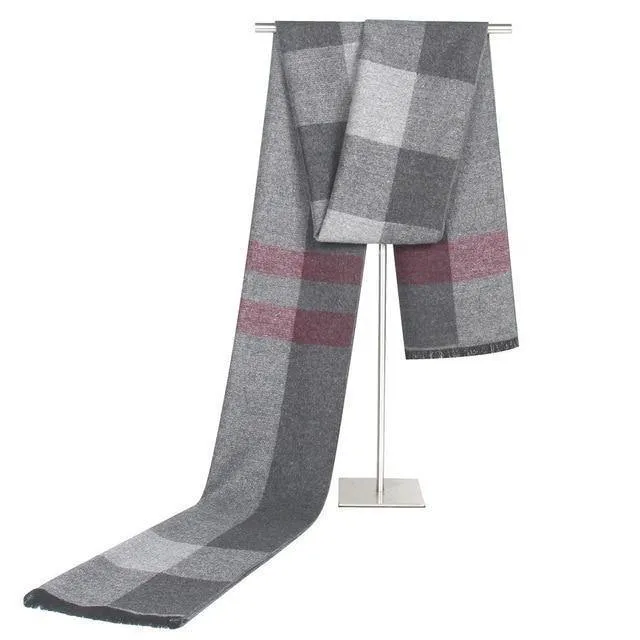 Winterschal für Herren, Vintage, weich, schwarz, gestreift, Luxusschal, warmer Schal, Kaschmirimitat