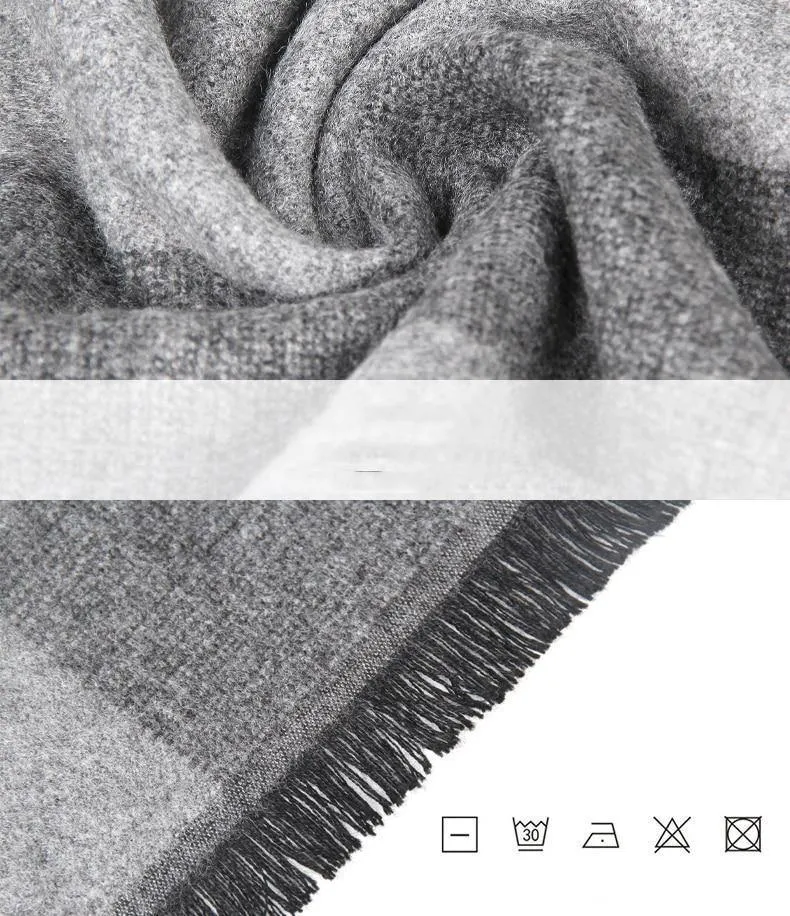 Winterschal für Herren, Vintage, weich, schwarz, gestreift, Luxusschal, warmer Schal, Kaschmirimitat
