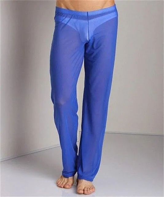 Männer Transparent Lose Mesh Lounge Hosen Locker sitzende Hosen Schlafanzughose Schlafhose