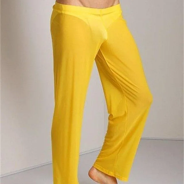 Männer Transparent Lose Mesh Lounge Hosen Locker sitzende Hosen Schlafanzughose Schlafhose