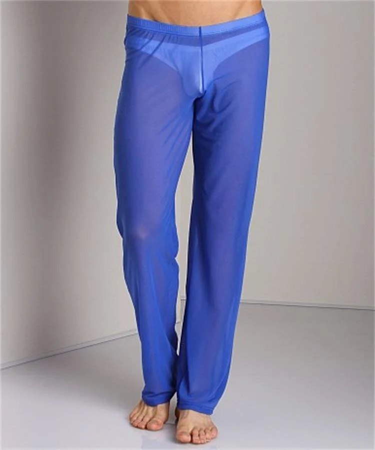 Männer Transparent Lose Mesh Lounge Hosen Locker sitzende Hosen Schlafanzughose Schlafhose