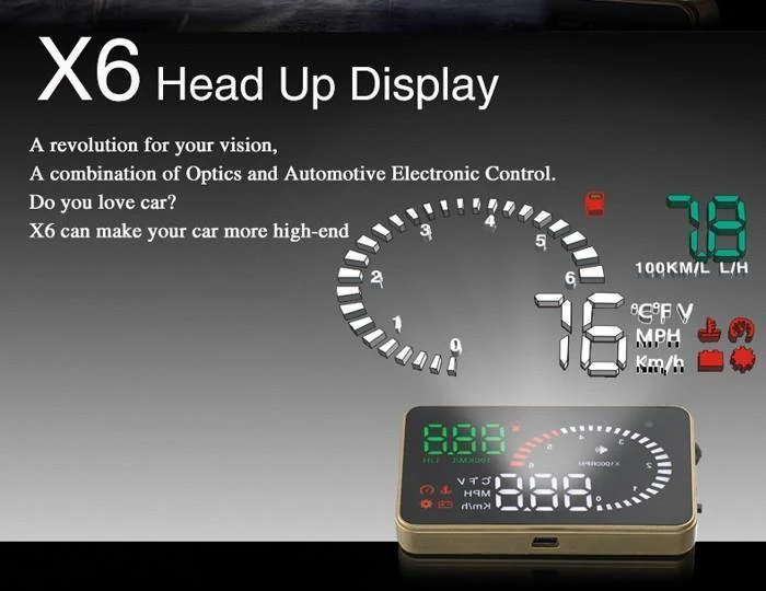 X6 3-Zoll-Auto-HUD-Head-Up-Display OBD2 II Universal-Überdrehzahl-Warnsystem Projektor Windschutzscheibe Auto Elektronischer Spannungsalarm