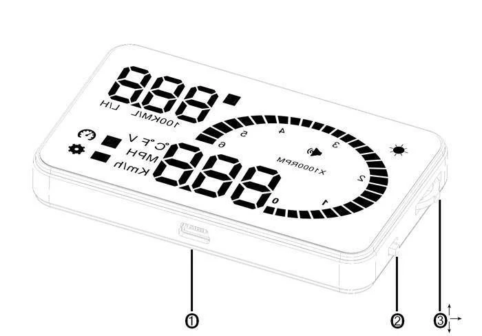 X6 3-Zoll-Auto-HUD-Head-Up-Display OBD2 II Universal-Überdrehzahl-Warnsystem Projektor Windschutzscheibe Auto Elektronischer Spannungsalarm