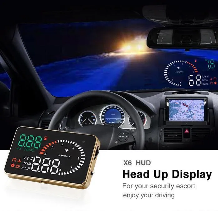 X6 3-Zoll-Auto-HUD-Head-Up-Display OBD2 II Universal-Überdrehzahl-Warnsystem Projektor Windschutzscheibe Auto Elektronischer Spannungsalarm