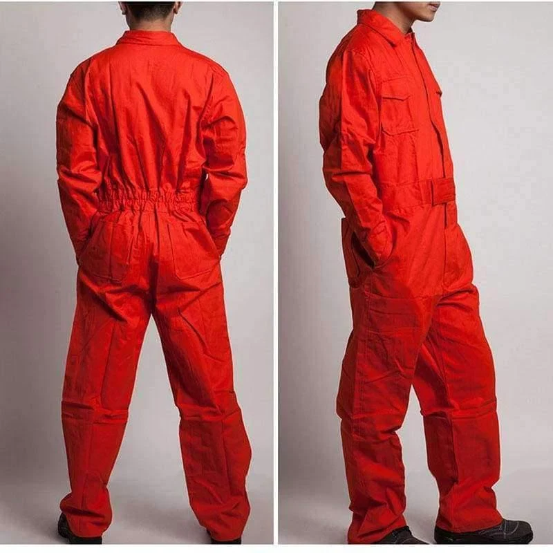 Herren-Arbeitsoverall, langärmelig, Arbeitsoverall, bequeme Baumwolle, Arbeitskleidung, Arbeitskleidung, Mechaniker, Autoreparatur, Übergröße M-4XL