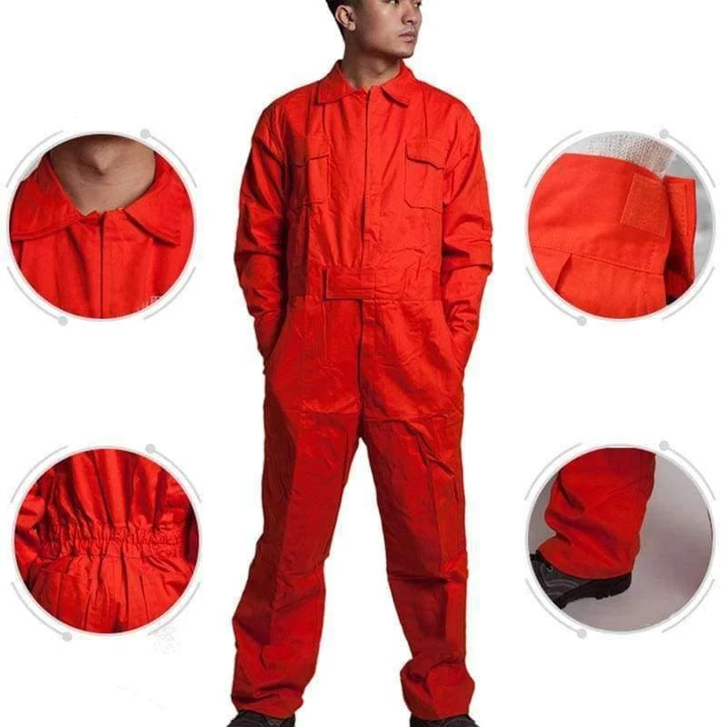 Herren-Arbeitsoverall, langärmelig, Arbeitsoverall, bequeme Baumwolle, Arbeitskleidung, Arbeitskleidung, Mechaniker, Autoreparatur, Übergröße M-4XL