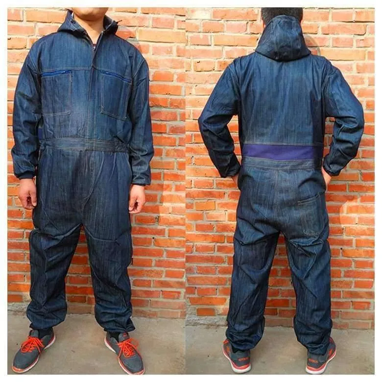 Männer Arbeitskleidung Langarm Denim Overall Hochwertige Verschleißfestigkeit Overalls Mechaniker Maschine Autoreparatur Arbeitsuniform