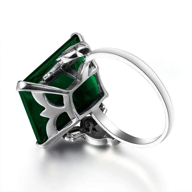 925 Sterling Silber Schmuck Vintage Trauringe für Frauen Mann weibliche geometrische Ring grün Birthstone