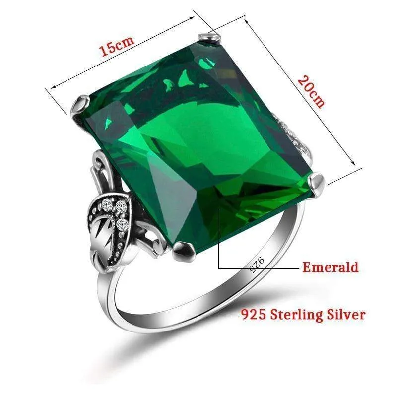 925 Sterling Silber Schmuck Vintage Trauringe für Frauen Mann weibliche geometrische Ring grün Birthstone