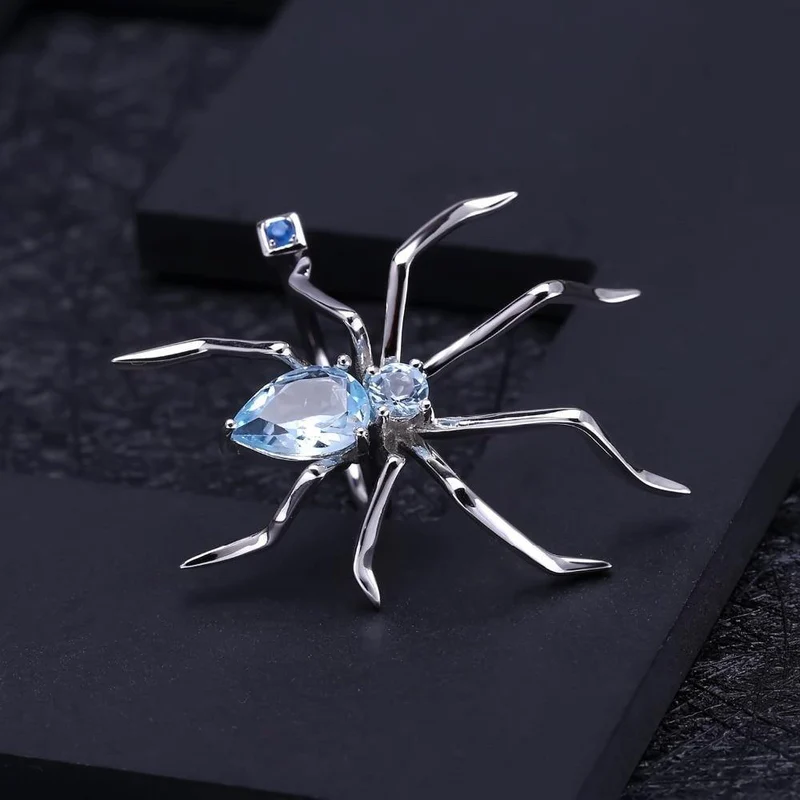 2.74Ct Natürliche Sky Blue Topaz Offenen Ring 925 Sterling Splitter Vintage Gothic Punk Ring Für Frauen Partei Edlen Schmuck