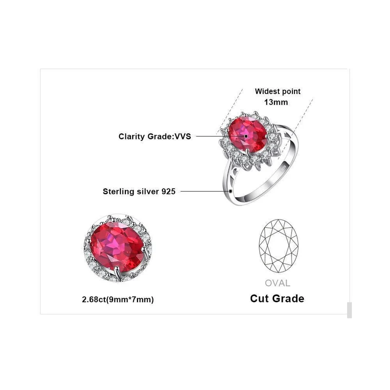 Verlobungshochzeit Erstellt Red Ruby Ring Set Pure Solid Echte 925 Sterling Silber Schmuck