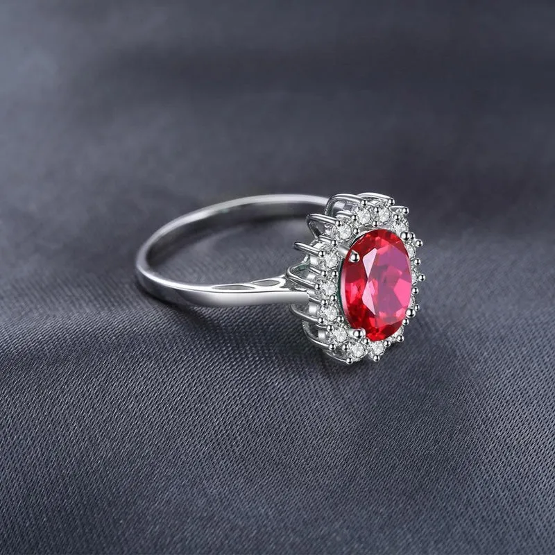 Verlobungshochzeit Erstellt Red Ruby Ring Set Pure Solid Echte 925 Sterling Silber Schmuck
