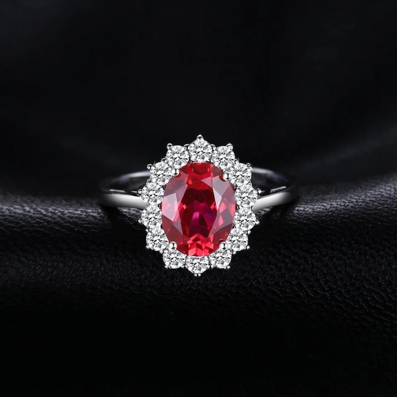 Verlobungshochzeit Erstellt Red Ruby Ring Set Pure Solid Echte 925 Sterling Silber Schmuck