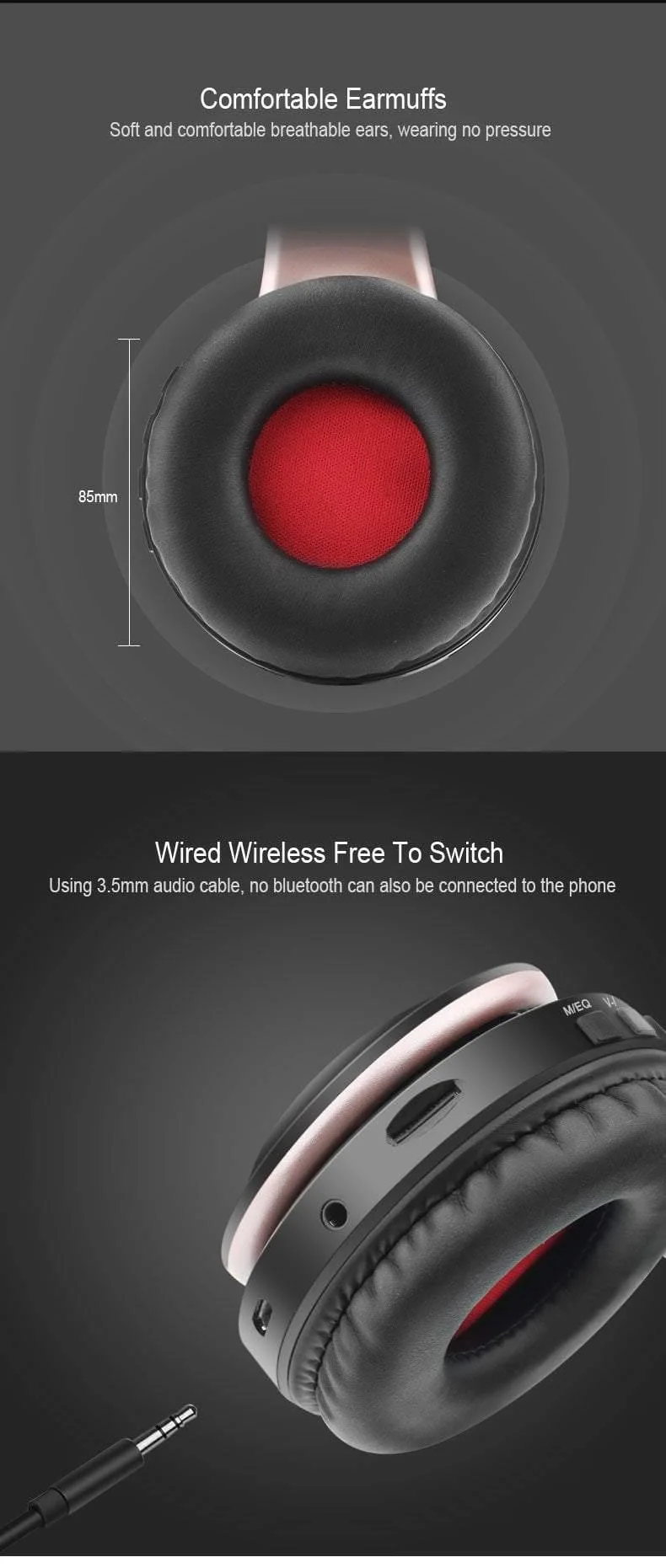 Drahtlose Kopfhörer Bluetooth Stereo Faltbarer Kopfhörer Audio Mp3 Einstellbare Kopfhörer mit Mikrofon für Musik