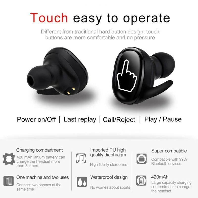 Drahtlose Mini Bluetooth Kopfhörer Für Xiaomi Huawei Mobile Stereo Ohrhörer Sport Ohr Telefon Mit Mic Tragbare Lade Box