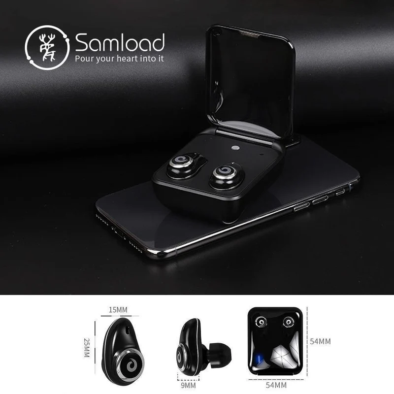 Bluetooth 5.0 Kopfhörer True Wireless EarBuds IPX7 Wasserdichtes Stereo-Headset 2000mAh Power Bank Telefonladung für iPhone 6s 7 Sony