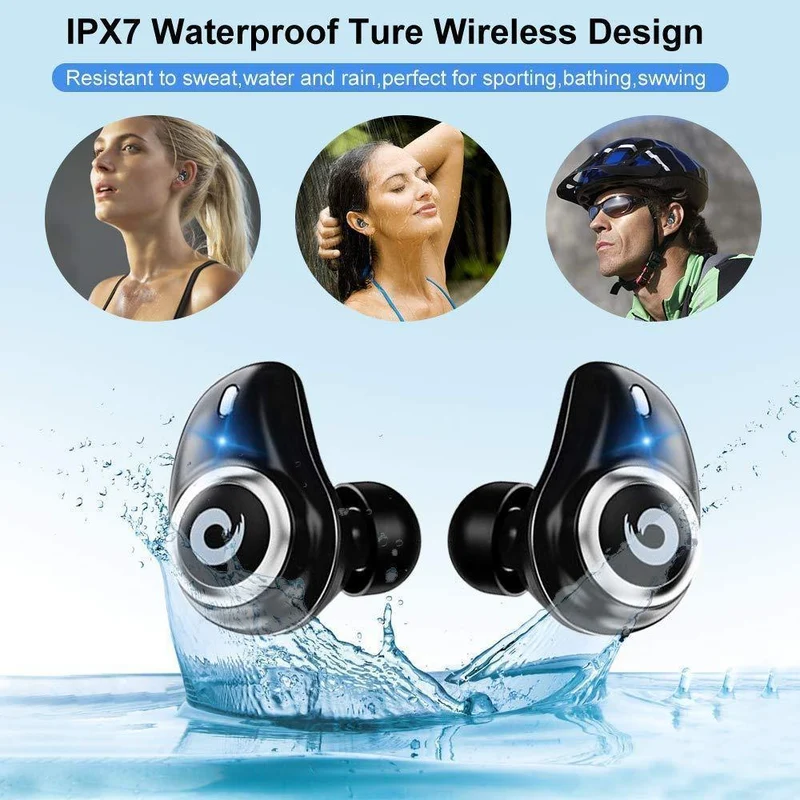 Bluetooth 5.0 Kopfhörer True Wireless EarBuds IPX7 Wasserdichtes Stereo-Headset 2000mAh Power Bank Telefonladung für iPhone 6s 7 Sony