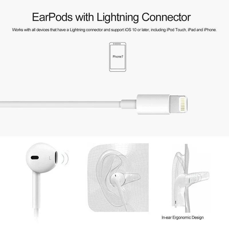 Apple Earpods mit Lightning Connector-Kopfhörern iPhone 7 Kopfhörer iPhone 8 Remote-Mikrofon