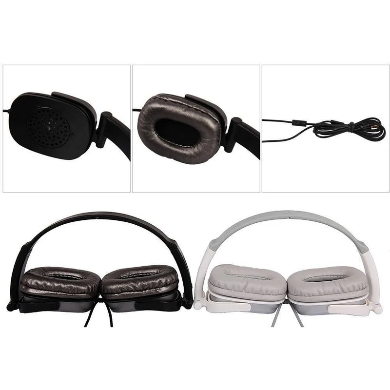 Tragbares zusammenklappbares Headset mit Kopfbügel, kabelgebundene Kopfhörer mit Mikrofon, Sprachsteuerung, 3.5-mm-Stecker für Telefon MID