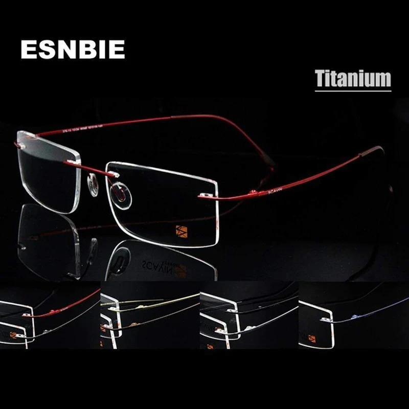 Computer Randlose Titan Brille Rahmen männer Memory Brillen Rahmen 7 Farben Quadratische Form Rezept