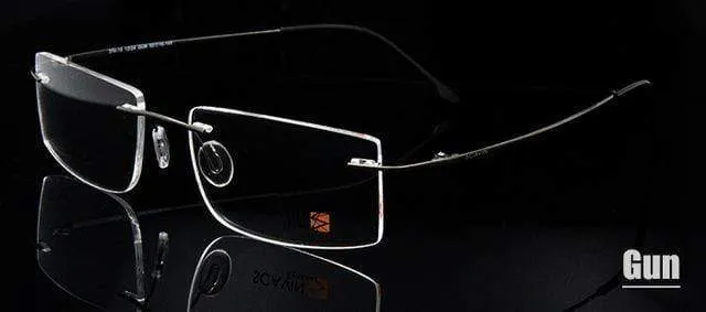 Computer Randlose Titan Brille Rahmen männer Memory Brillen Rahmen 7 Farben Quadratische Form Rezept