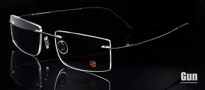 Computer Randlose Titan Brille Rahmen männer Memory Brillen Rahmen 7 Farben Quadratische Form Rezept