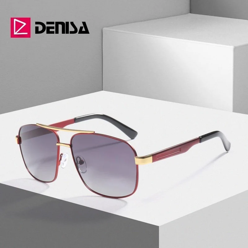 Luxus-Marken-Antireflex-Herren-Sonnenbrille, quadratische Sonnenbrille mit polarisierter Beschichtung