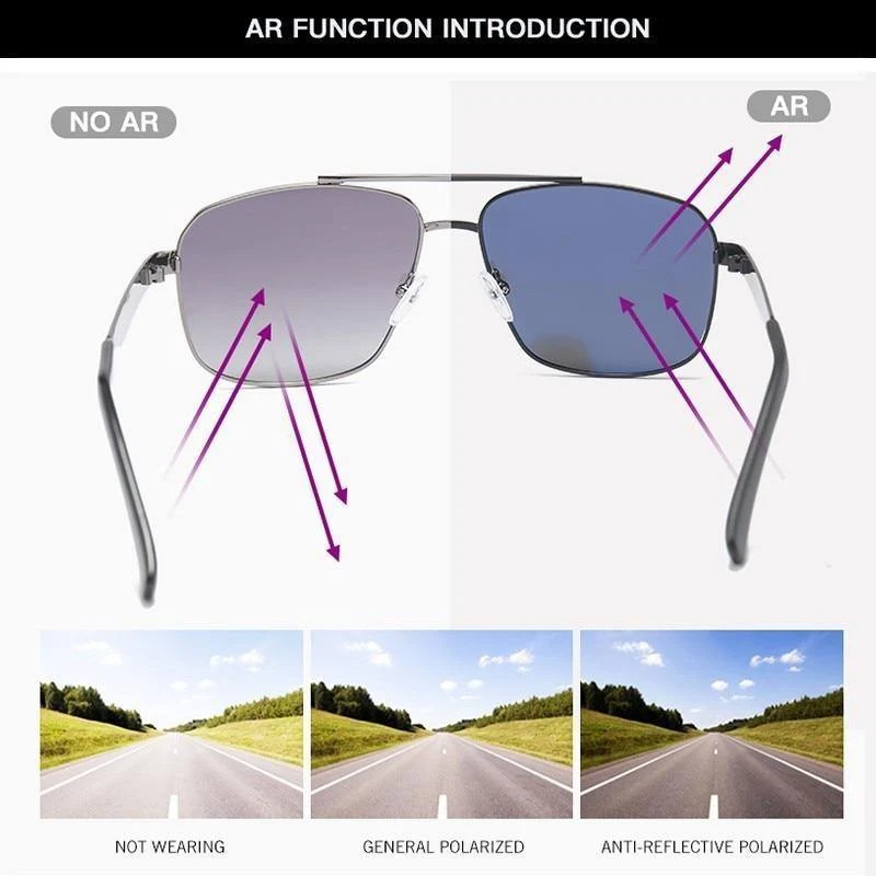 Luxus-Marken-Antireflex-Herren-Sonnenbrille, quadratische Sonnenbrille mit polarisierter Beschichtung