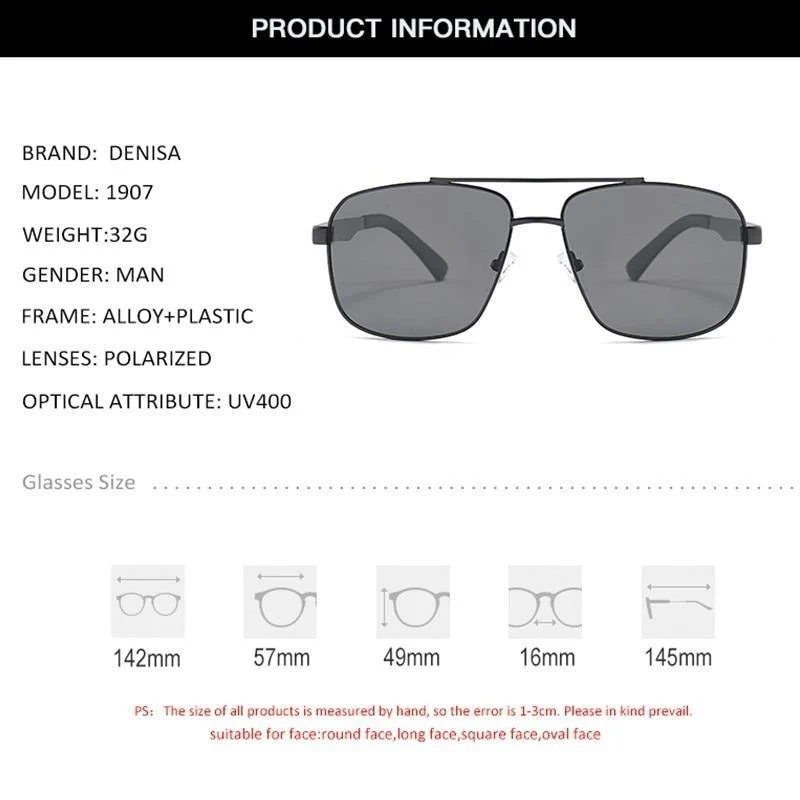 Luxus-Marken-Antireflex-Herren-Sonnenbrille, quadratische Sonnenbrille mit polarisierter Beschichtung