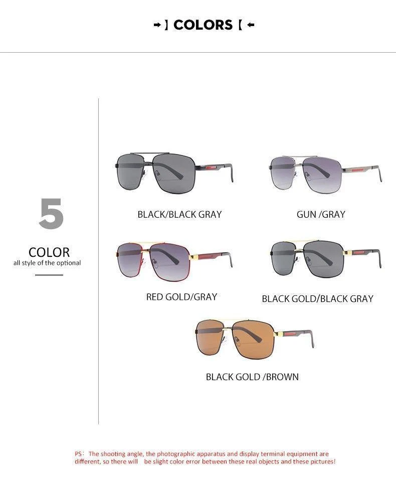 Luxus-Marken-Antireflex-Herren-Sonnenbrille, quadratische Sonnenbrille mit polarisierter Beschichtung