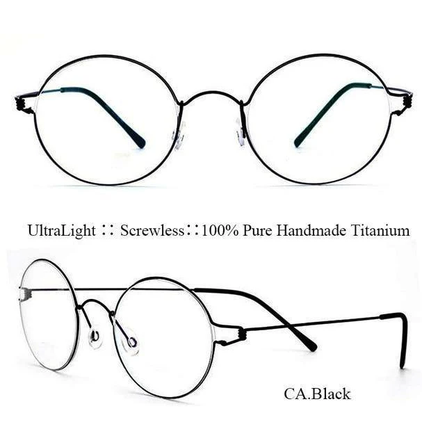 Titanbrille für Herren, schraubenlos, Business Oliver, ultraleicht, Myopie, rund, koreanischer Mond